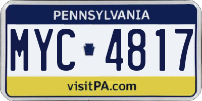 PA license plate MYC4817