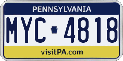 PA license plate MYC4818