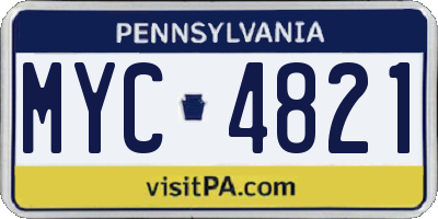 PA license plate MYC4821