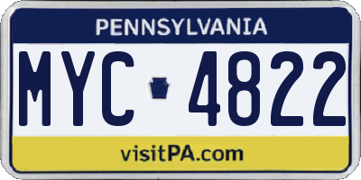 PA license plate MYC4822