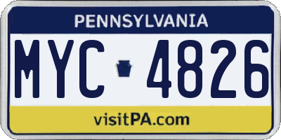 PA license plate MYC4826