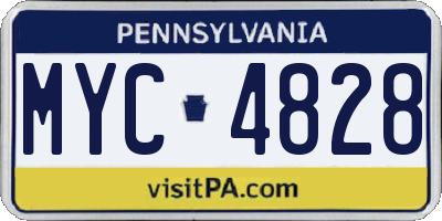 PA license plate MYC4828