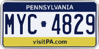 PA license plate MYC4829