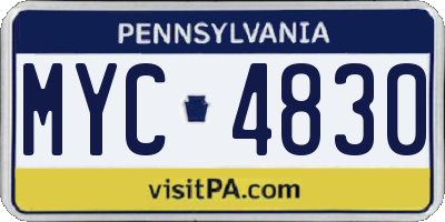 PA license plate MYC4830
