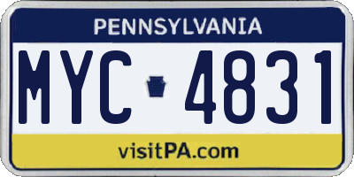 PA license plate MYC4831