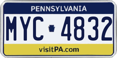 PA license plate MYC4832