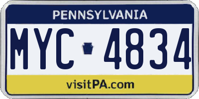 PA license plate MYC4834