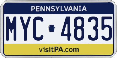 PA license plate MYC4835
