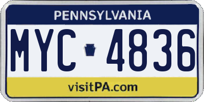 PA license plate MYC4836