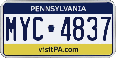 PA license plate MYC4837