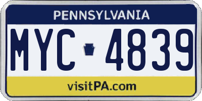 PA license plate MYC4839