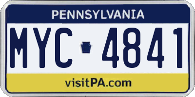 PA license plate MYC4841