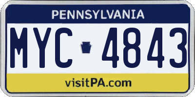 PA license plate MYC4843