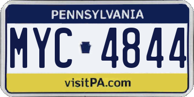 PA license plate MYC4844