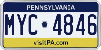 PA license plate MYC4846