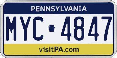 PA license plate MYC4847