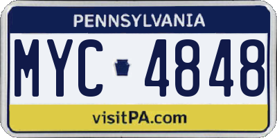PA license plate MYC4848