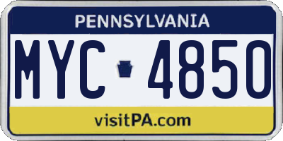 PA license plate MYC4850
