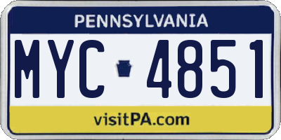 PA license plate MYC4851