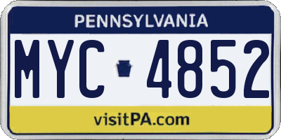 PA license plate MYC4852