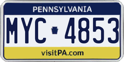 PA license plate MYC4853