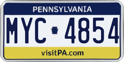 PA license plate MYC4854