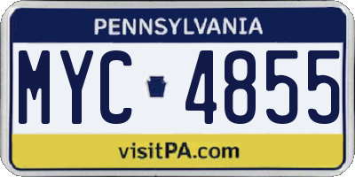 PA license plate MYC4855