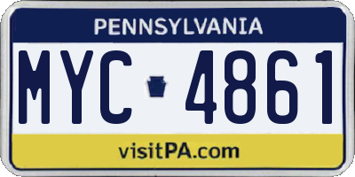 PA license plate MYC4861