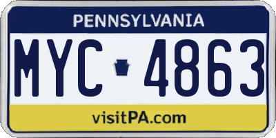 PA license plate MYC4863