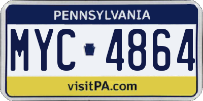 PA license plate MYC4864