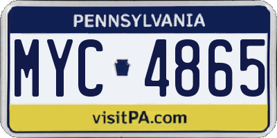 PA license plate MYC4865