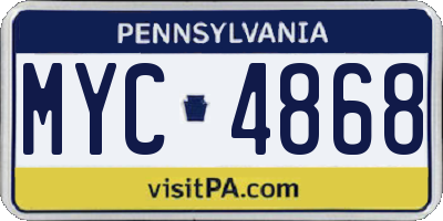 PA license plate MYC4868