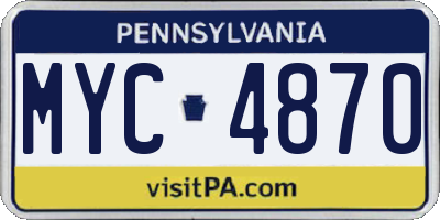 PA license plate MYC4870
