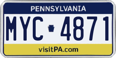 PA license plate MYC4871