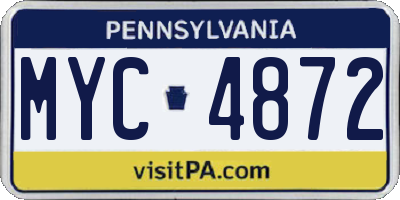 PA license plate MYC4872