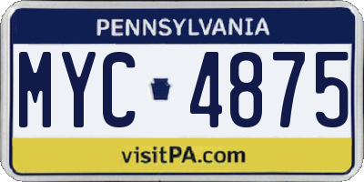 PA license plate MYC4875