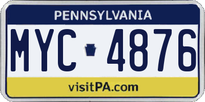 PA license plate MYC4876