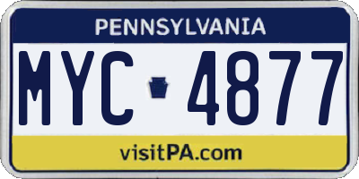 PA license plate MYC4877
