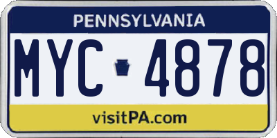 PA license plate MYC4878