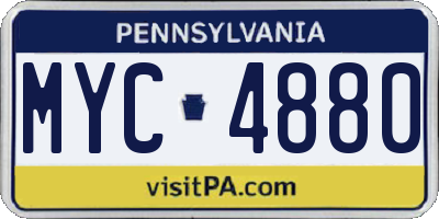 PA license plate MYC4880