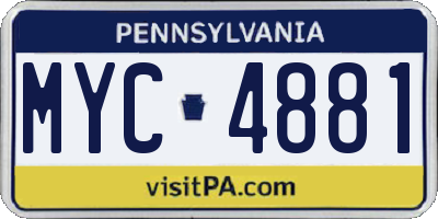PA license plate MYC4881