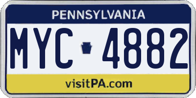 PA license plate MYC4882