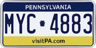 PA license plate MYC4883