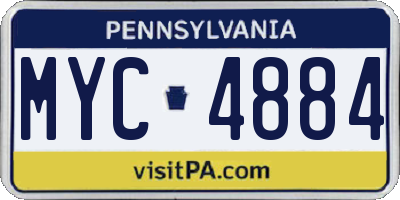 PA license plate MYC4884