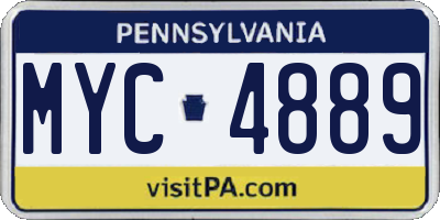 PA license plate MYC4889