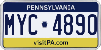 PA license plate MYC4890