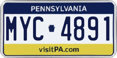 PA license plate MYC4891