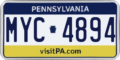 PA license plate MYC4894
