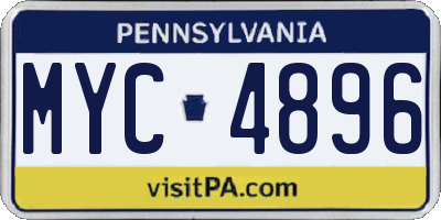 PA license plate MYC4896