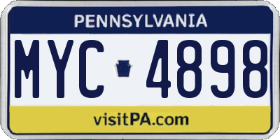 PA license plate MYC4898